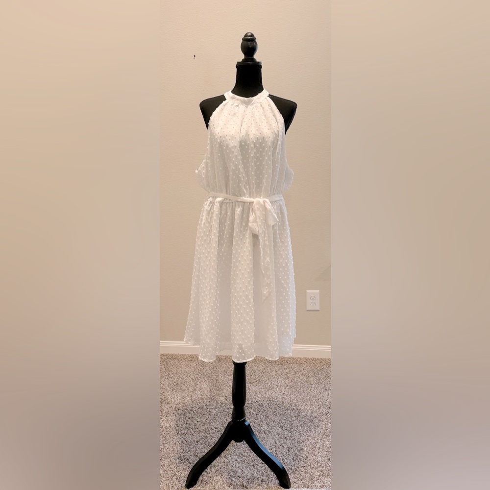 Kojooin Halter Neck Summer Casual Boho Sleeveless High Waisted Flowy Midi Dress.